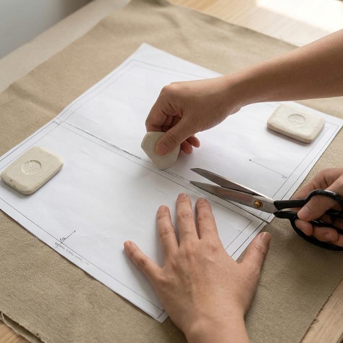 Cắt vải theo rập giấy giúp may túi xách chuẩn xác