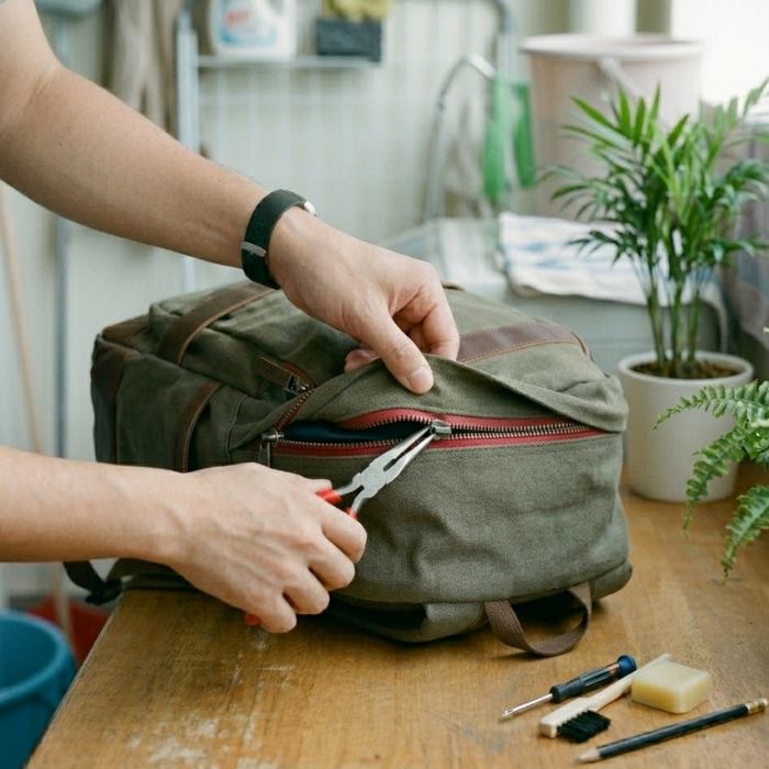 Sử dụng kìm mũi nhọn để khắc phục lỗi khóa kéo balo bị tuột một bên 